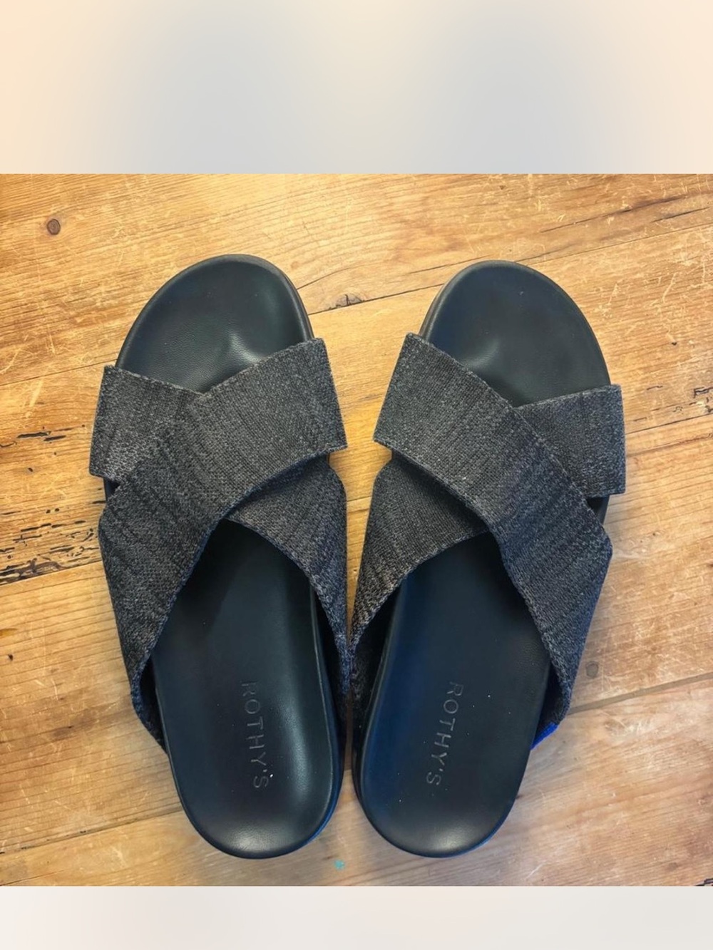 Rothy's Cross-Strap Slide Sandals in Charcoal and Black
